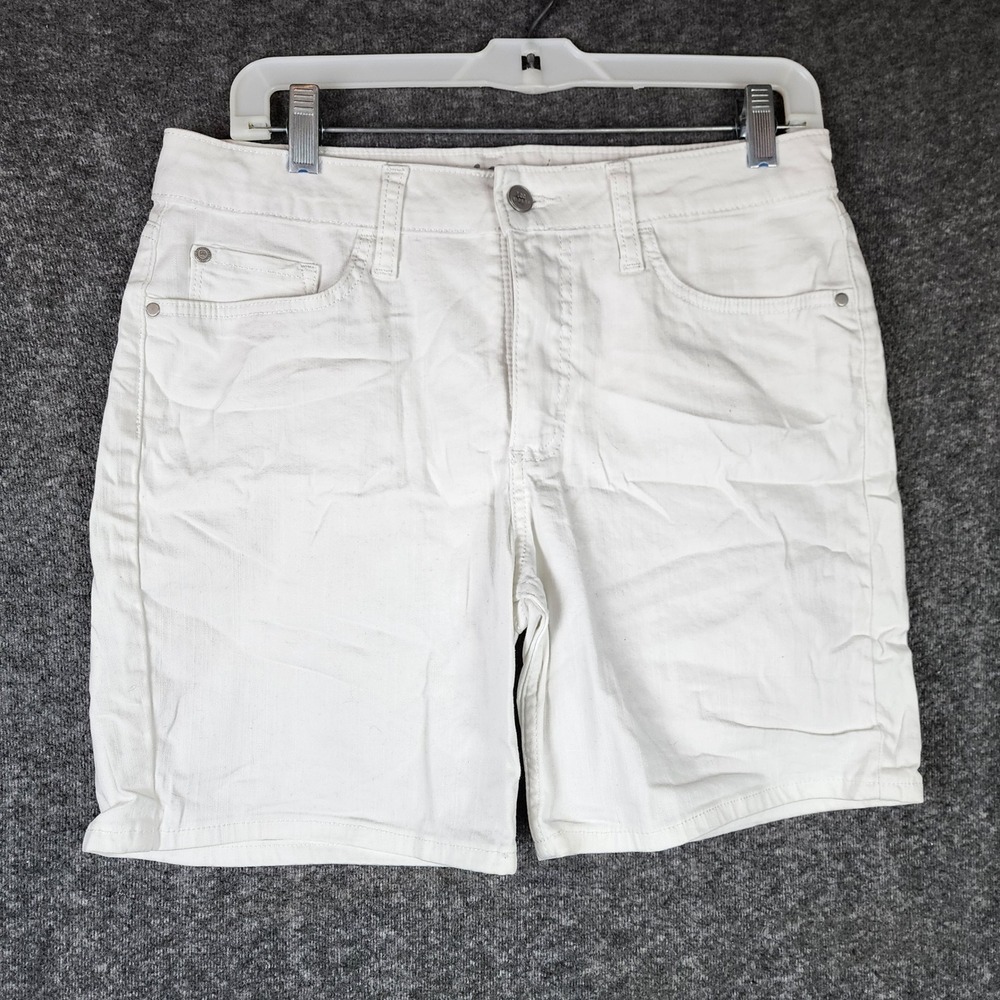 Lee Riders Shorts Womens 10 Mid Rise White Denim 7 Inseam EUC